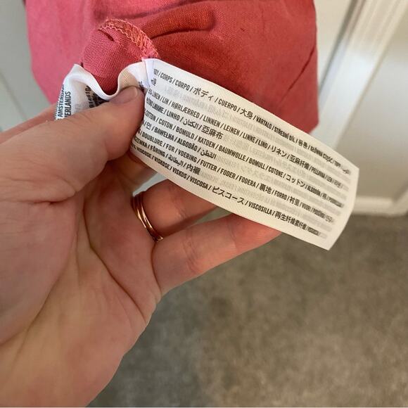 A&F Coral Tiered Tie Strap Smocked Back Linen Blend Dress NWT Size XL - Picture 6 of 7